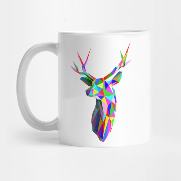 Coloured Faceted Stag Trophy Head by dotsan